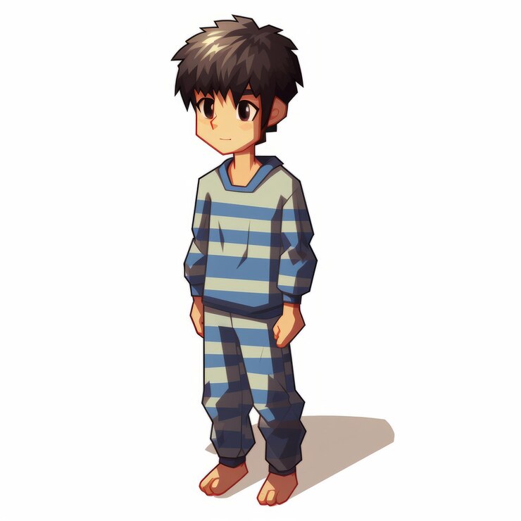 Foto figura de desenho animado inspirada em pijama e calças de ganga