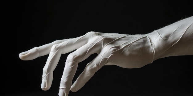Figura de gesso branco de uma mão humana