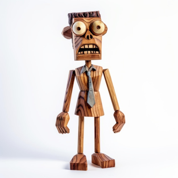 Figura de madeira feita à mão com olhos grandes Um conceito meticuloso em 3D no estilo de Peter Bagge Stephen Hille