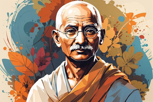 Figura de Mahatma Gandhi do lutador pela liberdade da Índia em 2 de outubro gerada por IA