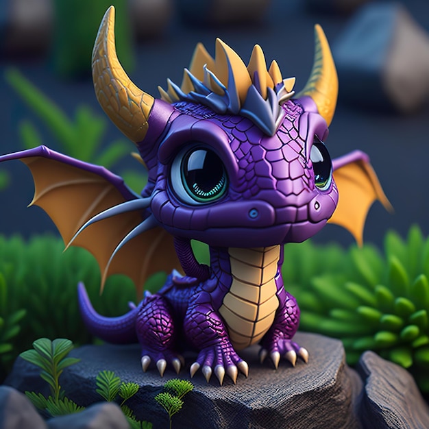 Una figura de dragón púrpura con el nombre púrpura.