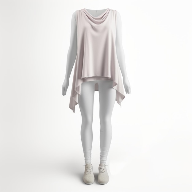 Figura femenina elegante con blusa rosa y zapatos blancos Modelo 3D