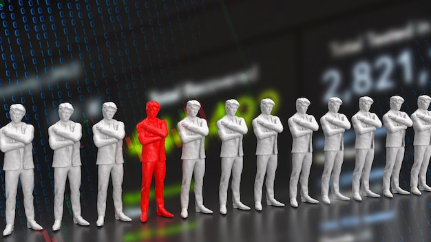 La figura del hombre rojo y blanco para la representación 3d del concepto de negocio