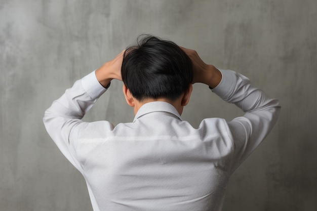 Foto figura de un hombre sosteniendo su cabeza