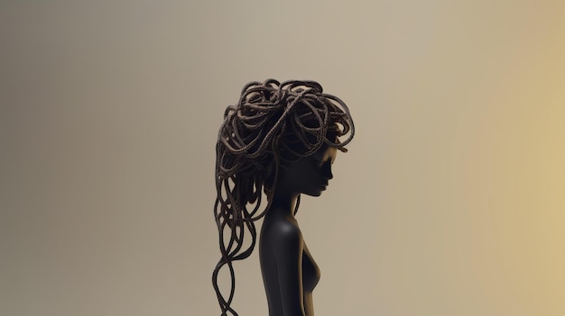 Figura humana 3d con lazo elástico para el cabello