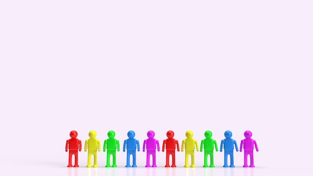 Foto la figura humana multicolor para la representación 3d del concepto lgbt