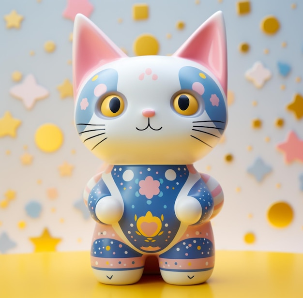 figura de juguete de un gato azul low poly