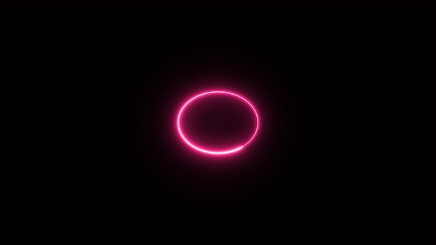Figura de neón en un fondo oscuro Un círculo Anillo abstracto Círculo ilustración de fondo de luz de neón