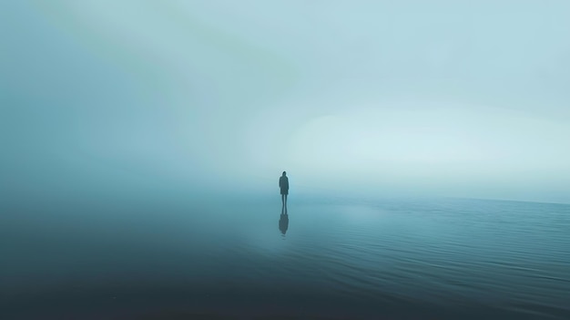 una figura en la niebla por persona