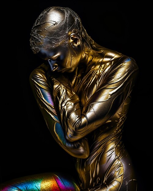 Una figura de oro con la palabra arte en ella.