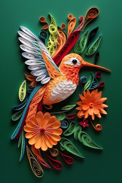 Figura de papel en forma de un lindo colibrí