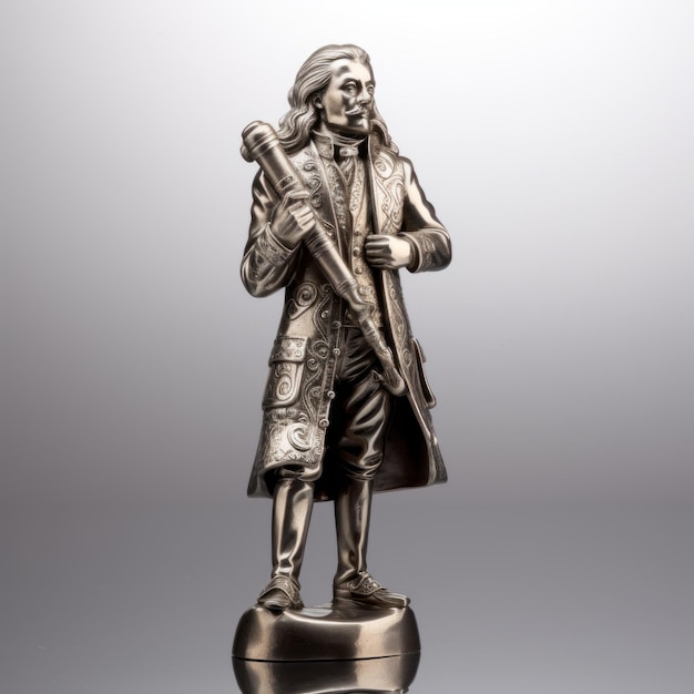 Figura de plata de Benjamin Franklin en el estilo de Oleksandr Bogomazov