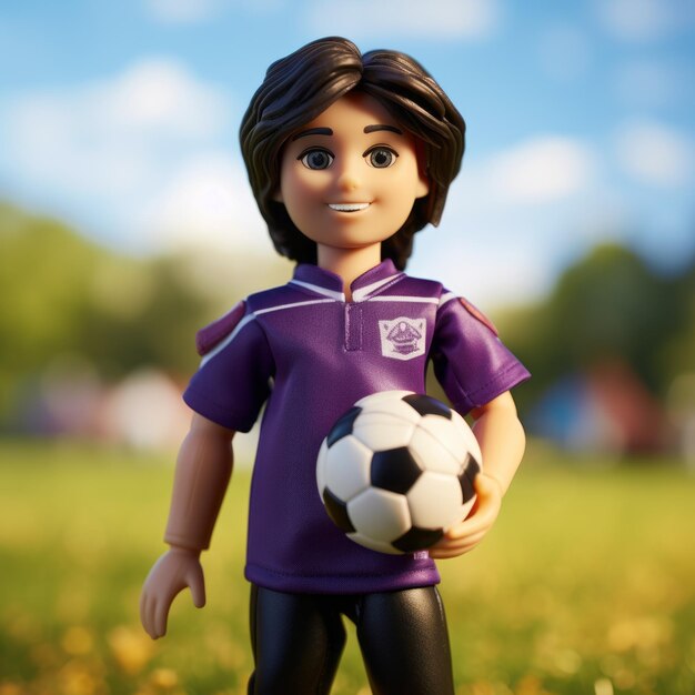 Figura realista de futebol Playmobil com uniforme violeta