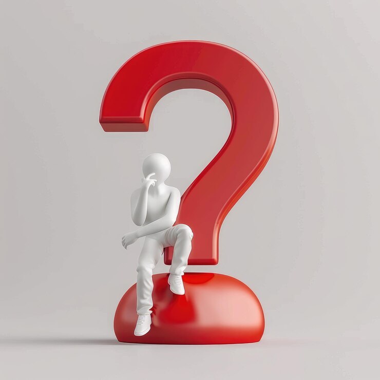 una figura con un signo de interrogación delante de un Signo de Interrogación rojo