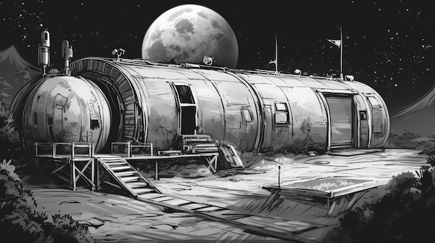 Figura Sketch Lunar Base Generativa IA