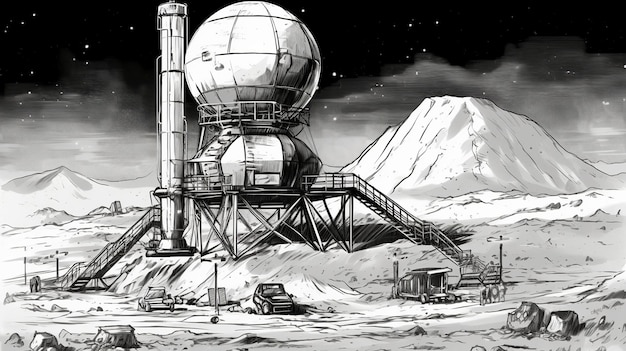 Figura Sketch Lunar Base Generativa IA