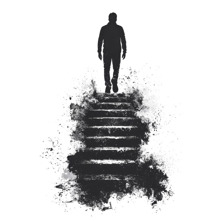 La figura de la sombra subiendo hacia lo desconocido