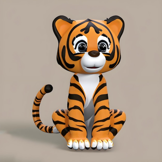 Una figura de tigre con un pecho blanco y una franja negra en la espalda.