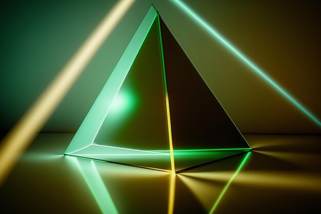 figura triangular geométrica em um fundo neon