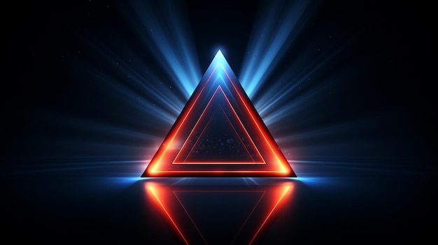 figura triangular geométrica genial en un fondo de neón láser de neón