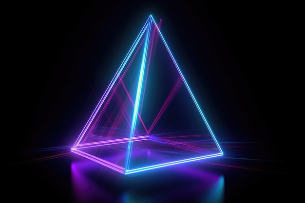 Figura triangular geométrica legal em um gerador de laser neon ai