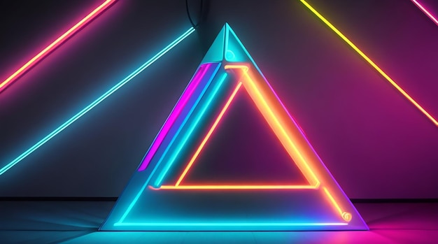 Figura triangular geométrica legal em uma luz laser neon ótima para fundo