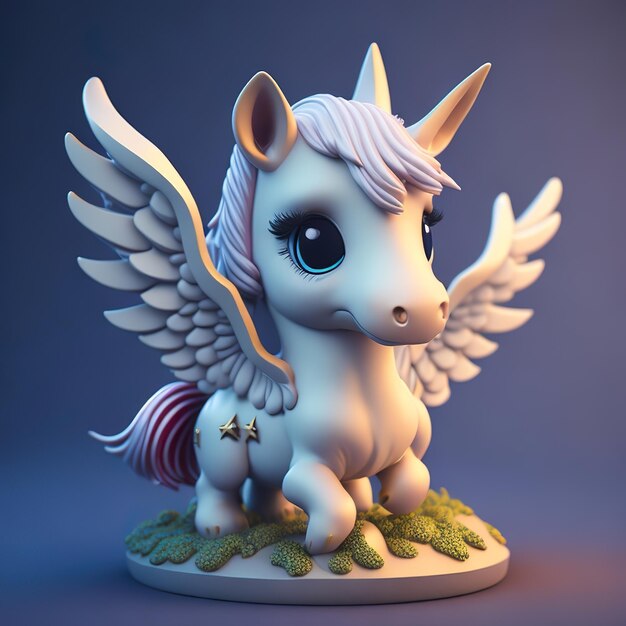 Una figura de un unicornio con alas y una estrella en la cola.