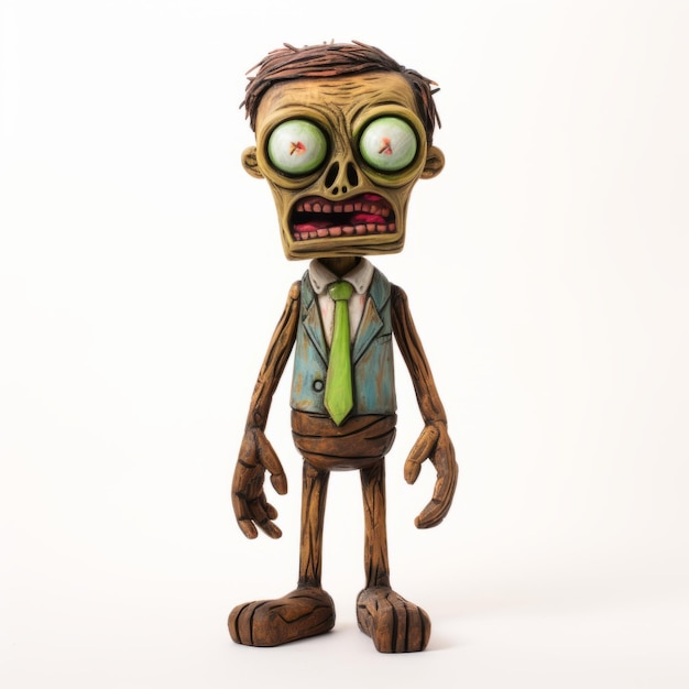 Figura de zombi de madera hecha a mano con diseño de personajes de dibujos animados