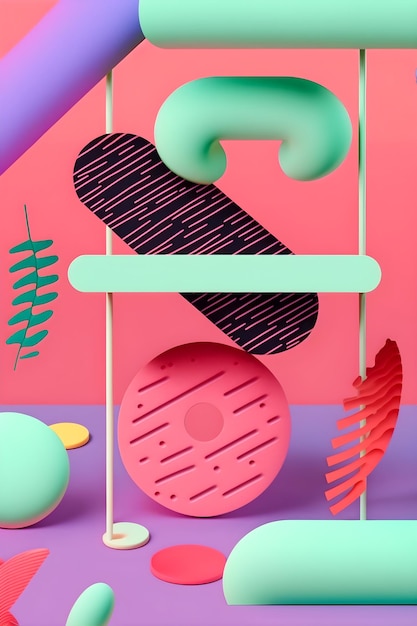 Figuras geométricas surrealistas trasfondo futuro de moda