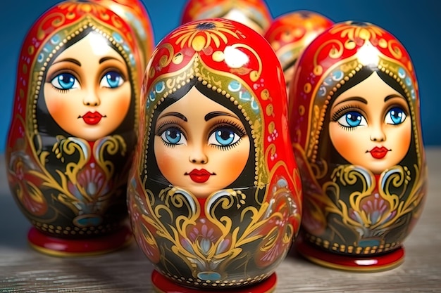 Foto figuras de matrioshka rusa con ia generativa