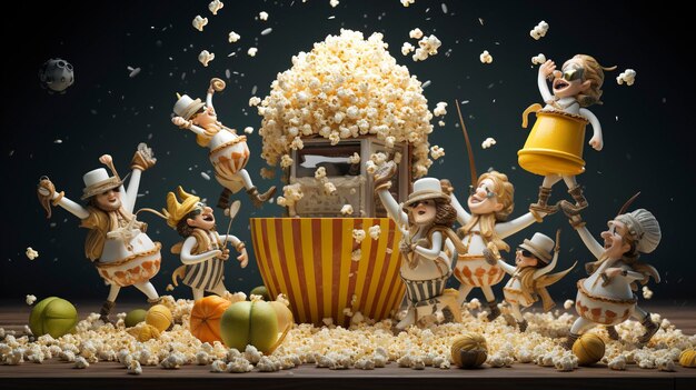 Foto figuren, die popcornkugeln machen