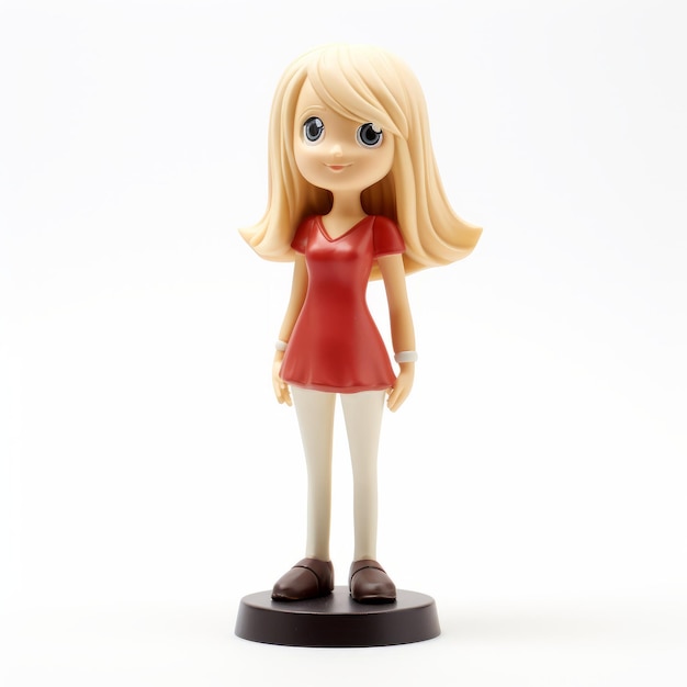 Foto figurina de anime de uma garota de top vermelho e calças