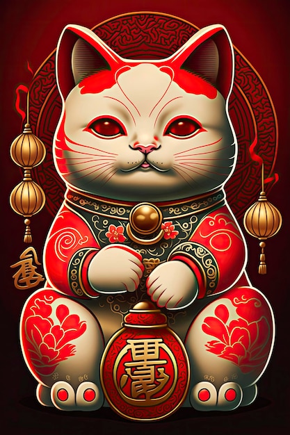 Foto figurina del gato maneki neku ia generativa