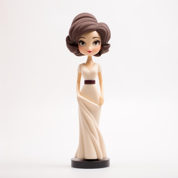 Foto figurina de mujer de dibujos animados en vestido glamour clásico de hollywood