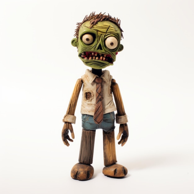 Foto figurina de zombi de madera hecha a mano al estilo de jeff soto
