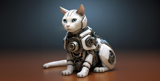 Figurinha de gato robótico futurista de um gato