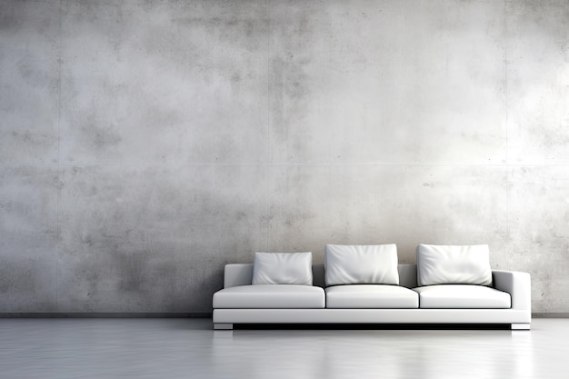 Fiktives weißes Sofa in einem modernen Wohnzimmer