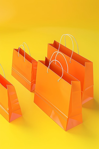 una fila de bolsas de compras con un mango de plata