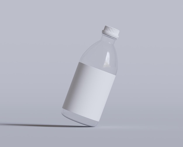 una fila de botellas de leche están alineadas en un fondo blanco