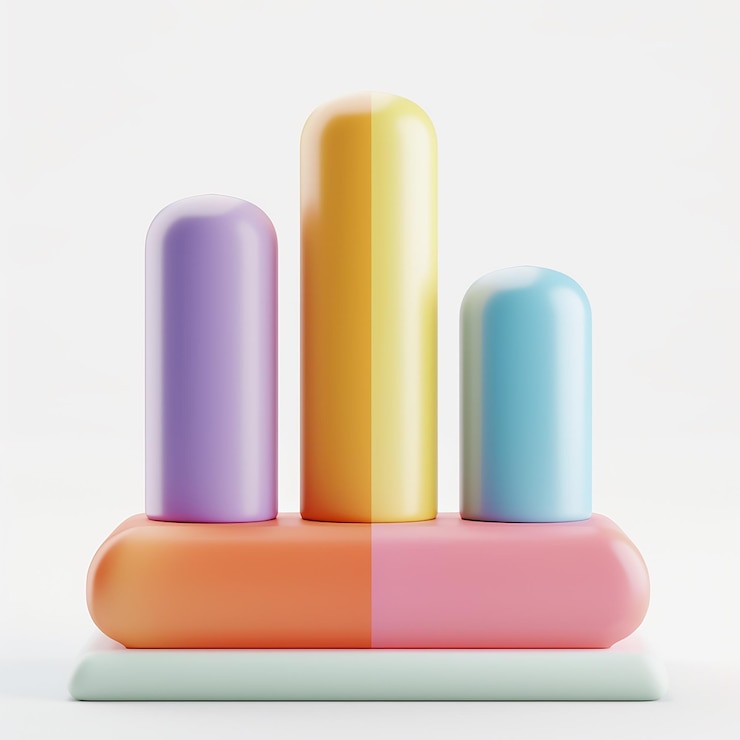Foto una fila de botellas de pastillas de diferentes colores con uno que dice el uno en la parte superior