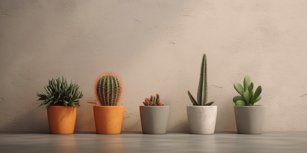 Una fila de cactus en una fila con uno que dice " cactus ".