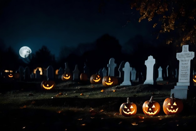 Foto una fila de calabazas están alineadas en una fila con un árbol en el fondo.