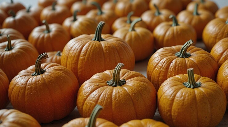 una fila de calabazas con la palabra calabazas en ellas
