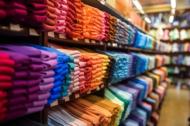 Foto fila de camisetas de polo de moda para hombre en una percha o estante de madera en una tienda minorista de ropa