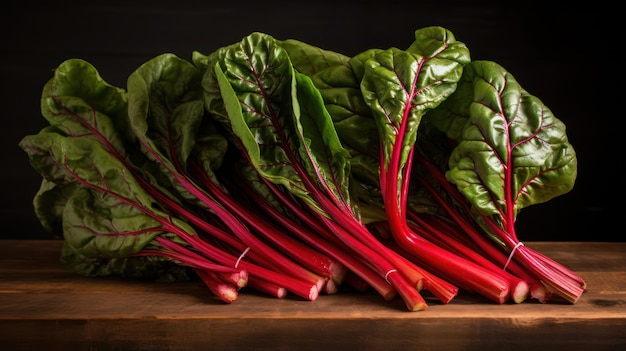 Una fila de chard roja generada por la IA