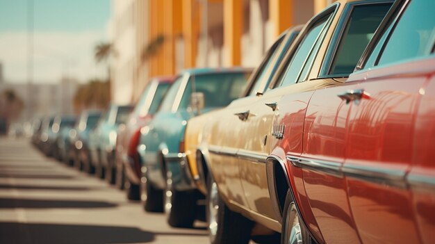 Foto fila de coches estacionados en una fila
