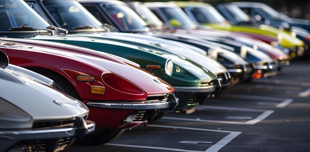 Foto una fila de coches con el número de matrícula 56