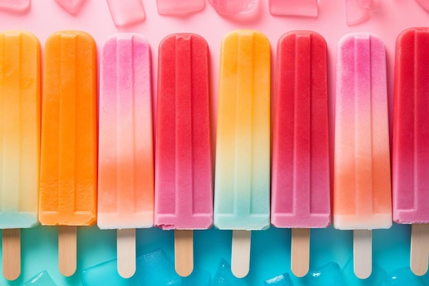 Foto una fila de coloridos bastones de caramelo con diferentes colores de diferentes colores.
