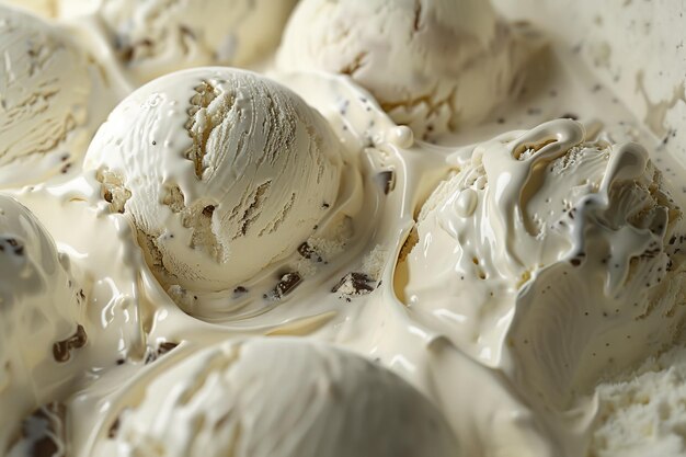 Foto una fila de conos de helado con diferentes sabores y ingredientes