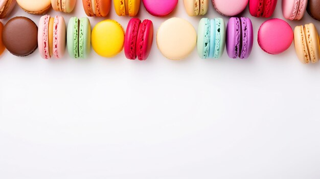 una fila de crayones de colores con las palabras "macaron" en la parte inferior.